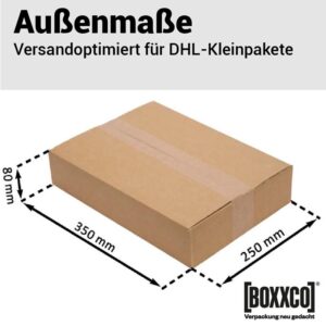 DHL Kleinpakete 1-wellige Faltkartons 350x250x80 mm (Außenmaß)
