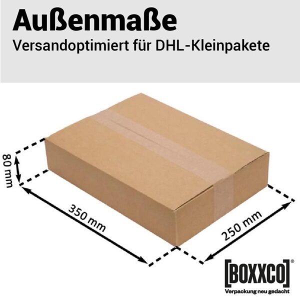 DHL Kleinpakete 1-wellige Faltkartons 350x250x80 mm (Außenmaß)
