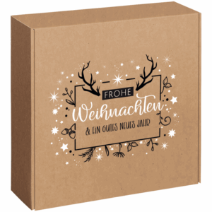 Geschenkbox Frohe Weihnachten - stabile & nachhaltige Verpackungslösung aus Wellpappe