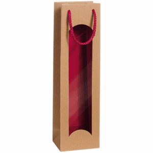 Geschenktüte Bordeaux - stabile Präsentverpackung mit Sichtfenster aus Wellpappe