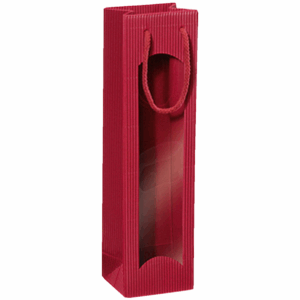 Geschenktüte Bordeaux - stabile Präsentverpackung mit Sichtfenster aus Wellpappe