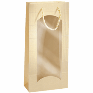 Geschenktüte Gold - stabile Präsentverpackung mit Sichtfenster aus Wellpappe