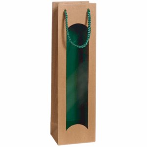 Geschenktüte Grün - stabile Präsentverpackung mit Sichtfenster aus Wellpappe