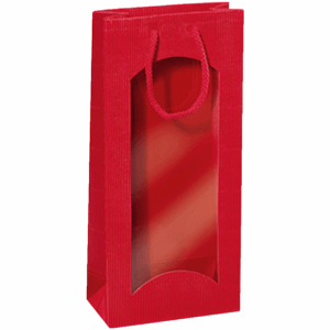 Geschenktüte Rot - stabile Präsentverpackung mit Sichtfenster aus Wellpappe