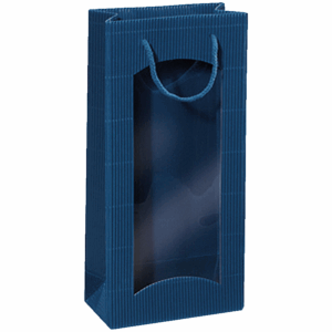 Geschenktüte Saphirblau - stabile Präsentverpackung mit Sichtfenster aus Wellpappe
