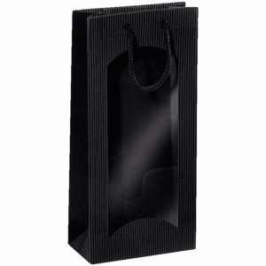 Geschenktüte Schwarz - stabile Präsentverpackung mit Sichtfenster aus Wellpappe