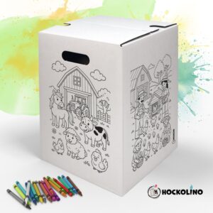 Hockolino | DIY-Ausmal-Papphocker | Bauernhof | 300x300x420 mm