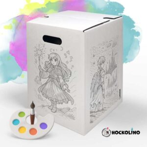 Hockolino | DIY-Ausmal-Papphocker | Fantasy Mangas | 300x300x420 mm