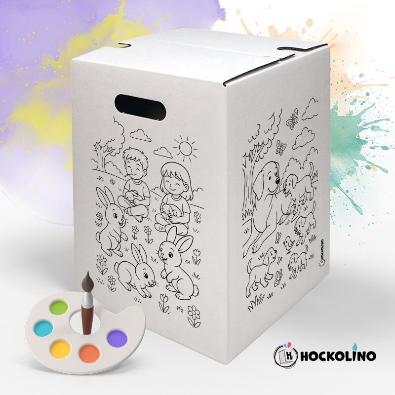 Hockolino | DIY-Ausmal-Papphocker | Haustiere | 300x300x420 mm