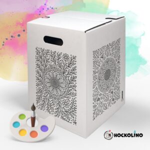 Hockolino | DIY-Ausmal-Papphocker | Mandala 4 Jahreszeiten | 300x300x420 mm