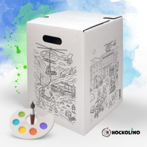 Hockolino | DIY-Ausmal-Papphocker | Rettungskräfte | 300x300x420 mm