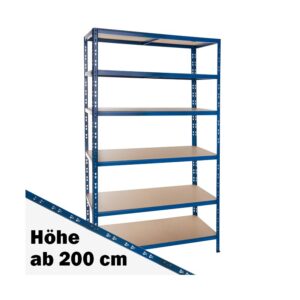 Metall-Schwerlastregal Blau 2200x900x450 mm - 5 Böden