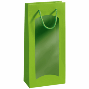 Papiertüte Hellgrün - stabile Präsentverpackung mit Sichtfenster aus Papier