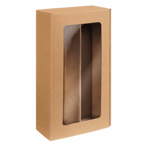 Präsentkarton <Sichtfenster> Passepartout Natura - stabile Präsentverpackung mit Sichtfenster aus Wellpappe