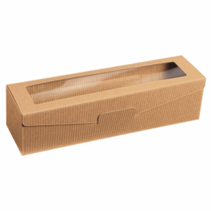 Präsentkarton <Sichtfenster> Passepartout Natura - stabile Präsentverpackung mit Sichtfenster aus Wellpappe