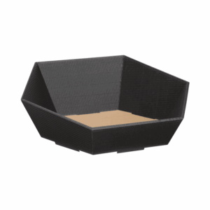 Präsentkorb Sechseckig Anthrazit - stabile & nachhaltige Verpackungslösung aus Wellpappe