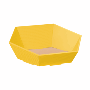 Präsentkorb Sechseckig Gelb - stabile & nachhaltige Verpackungslösung aus Wellpappe