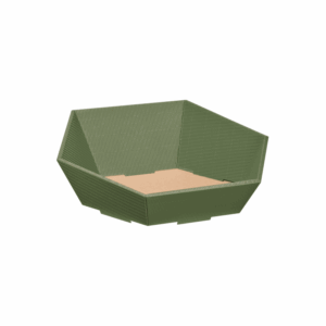 Präsentkorb Sechseckig Oliv - stabile & nachhaltige Verpackungslösung aus Wellpappe