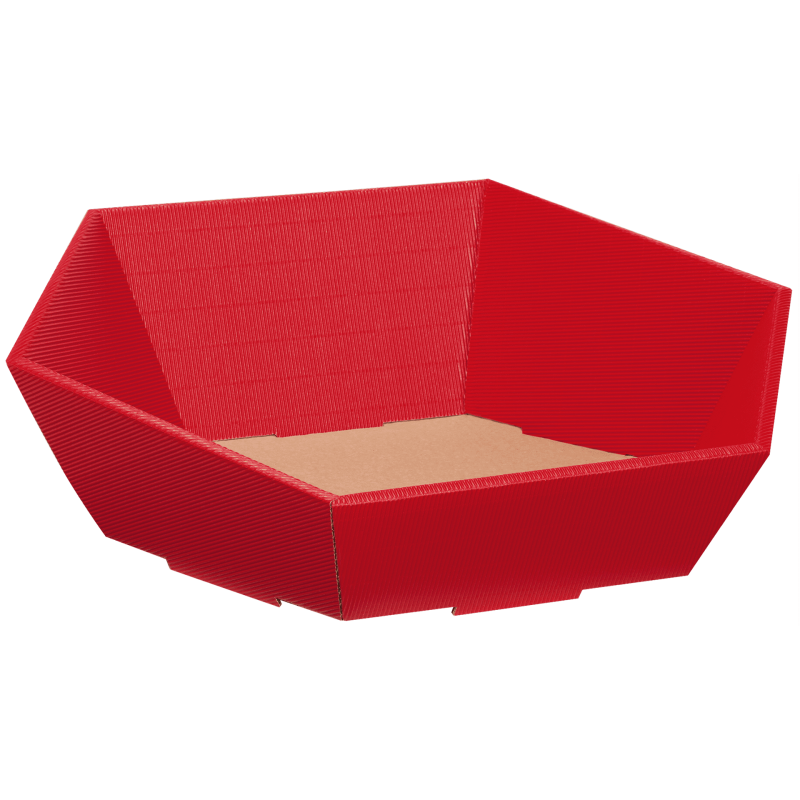 Präsentkorb Sechseckig Rot - stabile & nachhaltige Verpackungslösung aus Wellpappe