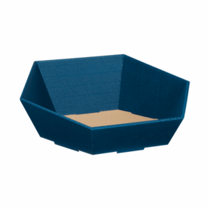 Präsentkorb Sechseckig Saphirblau - stabile & nachhaltige Verpackungslösung aus Wellpappe