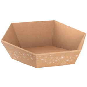 Präsentkorb Sechseckig Wintertime - stabile & nachhaltige Verpackungslösung aus Wellpappe