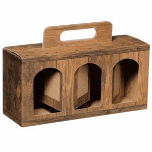 Tragebox Für Gourmet Vintage - stabile Präsentverpackung mit Sichtfenster aus Wellpappe