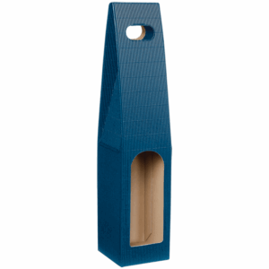 Tragekarton Saphirblau - stabile Präsentverpackung mit Sichtfenster aus Wellpappe